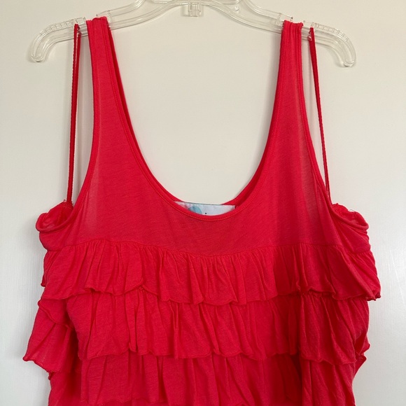 Hot Pink Red Free People Beach S Ruffle Flowy Crop Top - Picture 4 of 6